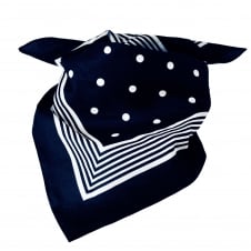 Navy Blue With White Stripes & Polka Dot Bandana Neckerchief