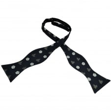 Navy Blue With Yorkshire Rose & Yellow Jersey Cycling Luxury Silk Self Tie Men's Bow Tie