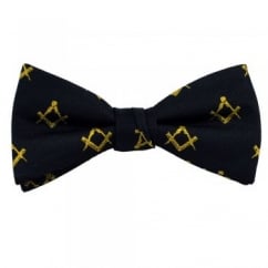 Navy Blue & Yellow Gold Masonic Silk Bow Tie
