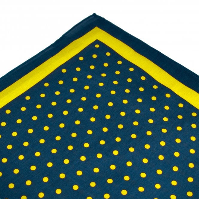 Navy Blue & Yellow Polka Dot Pocket Square Handkerchief