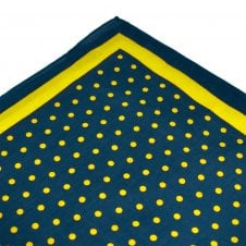 Navy Blue & Yellow Polka Dot Pocket Square Handkerchief