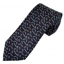 Navy, Burgundy & Silver Patterned Men's Luxury Silk Tie