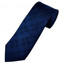 Navy & Dark Royal Blue Checked Luxury Silk Men's Tie