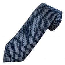 Navy & Light Blue Circle Pattern Luxury Men's Silk Tie