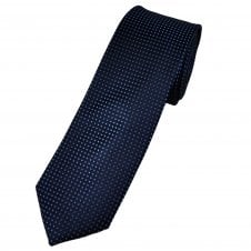 Navy & Light Blue Polka Dot Spot Pattern Luxury Silk Narrow Men's Tie