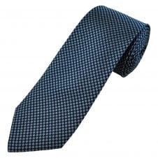 Navy, Light Blue & Silver Circle Pattern Luxury Silk Men's Tie