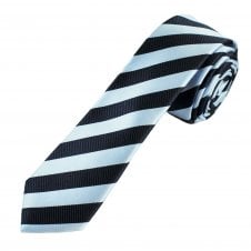 Navy & Light Blue Striped Boys Skinny Tie