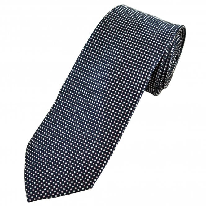 Navy, Pink & Silver Patterned Men's Tie