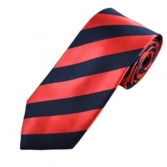 Navy & Raspberry Red Striped Men's Silk Tie