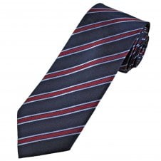 Navy, Red & Light Blue Stripe Men's Silk Tie