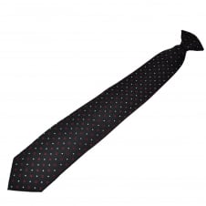 Navy, Red & Silver Square Patterned Clip On Tie