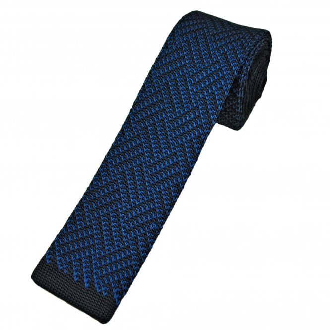 Navy & Royal Blue Patterned Men's Knitted Tie
