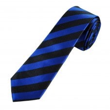 Navy & Royal Blue Striped Boys Skinny Tie