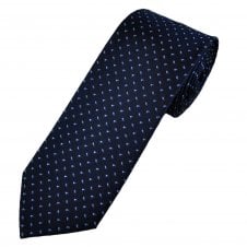 Navy & Silver Blue Teardrop Paisley Pattern Luxury Silk Men's Tie
