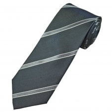 Navy, Silver, Grey & Blue Stripe Men's Silk Tie