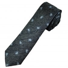 Navy, Silver & Light Blue Paisley Pattern Luxury Silk Men's Skinny Tie