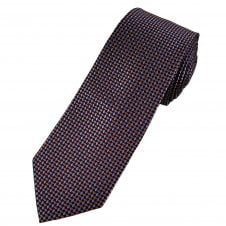 Navy, Sky Blue & Salmon Pink Diamond Pattern Men's Silk Tie