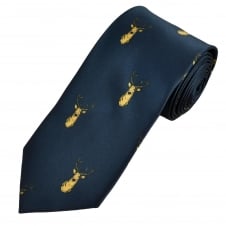 Navy Stag Head Country Tie