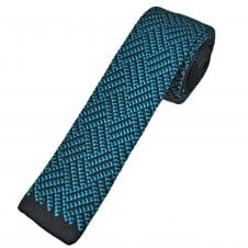 Navy & Teal Blue Patterned Men's Knitted Tie
