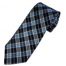 Navy, White, Light Blue & Red Checked Luxury Silk Men's Tie