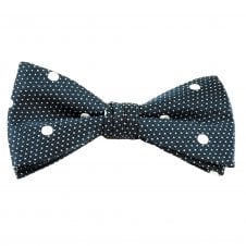 Navy & White Polka Dot Men's Silk Bow Tie