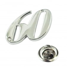 Number 60, 60th Birthday Lapel Pin Badge with Crystal - Rhodium Plated
