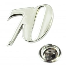 Number 70, 70th Birthday Lapel Pin Badge with Crystal - Rhodium Plated