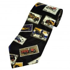 Old Cars on Postage Stamps Men's Novelty Tie