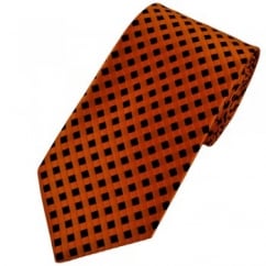 Orange & Black Checked Patterned Men's Tie