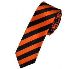Orange & Black Striped Skinny Tie