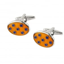 Orange & Blue Polka Dot Spot Oval Fashion Cufflinks
