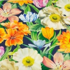 Orange, Cream, Mauve & Light Blue Flower Pattern Men's Cotton  Designer Pocket Square Handkerchief Made with Liberty Fabric