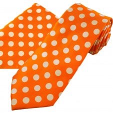 Orange & Ivory Polka Dot Men's Tie & Pocket Square Handkerchief Set