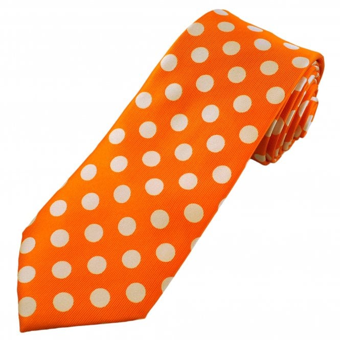 Orange & Ivory Polka Dot Tie