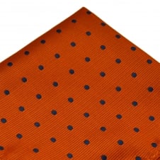 Orange & Navy Blue Polka Dot Pocket Square Handkerchief