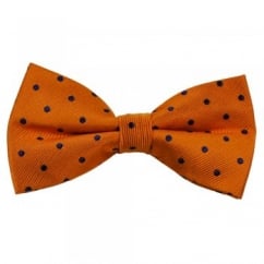 Orange & Navy Blue Polka Dot Silk Bow Tie