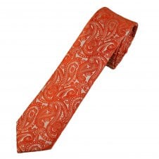 Orange Paisley Pattern Boys Tie