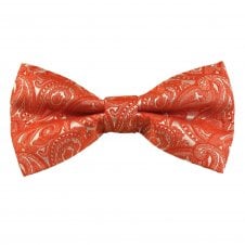 Orange Paisley Pattern Men's Bow Tie