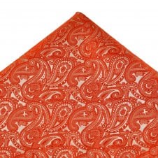 Orange Paisley Pattern Pocket Square Handkerchief