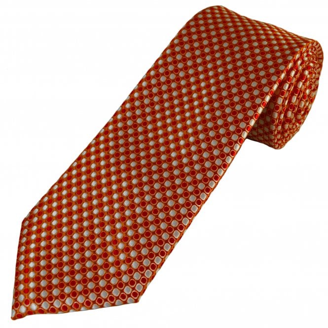 Orange, Red & White Polka Dot Men's Tie