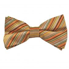 Orange, Yellow, Black & Silver Grey Striped Men's Bow Tie