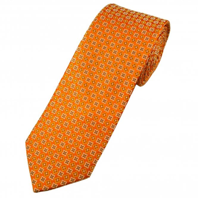 Orange, Yellow, White & Blue Patterned Men's Tie