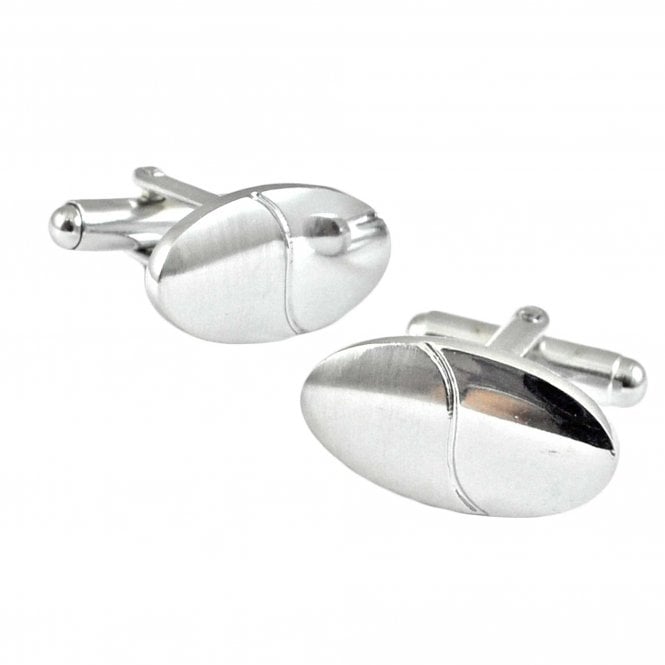 Oval Silver Coloured Rhodium Plated Cufflinks
