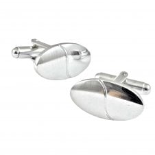 Oval Silver Coloured Rhodium Plated Cufflinks