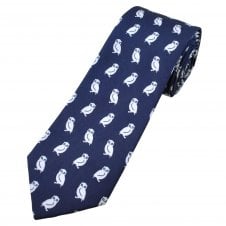 Owls Navy Blue and White 100% Cotton Men's Tie