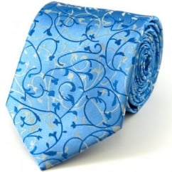 Pale Blue, Royal Blue & Silver Paisley Tie