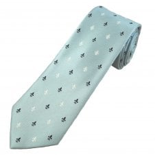 Pale Blue with Navy & White Fleur de Lis Men's Tie