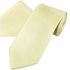 Pale Lemon Yellow Men's Matching Tie & Pocket Square Handkerchief Set