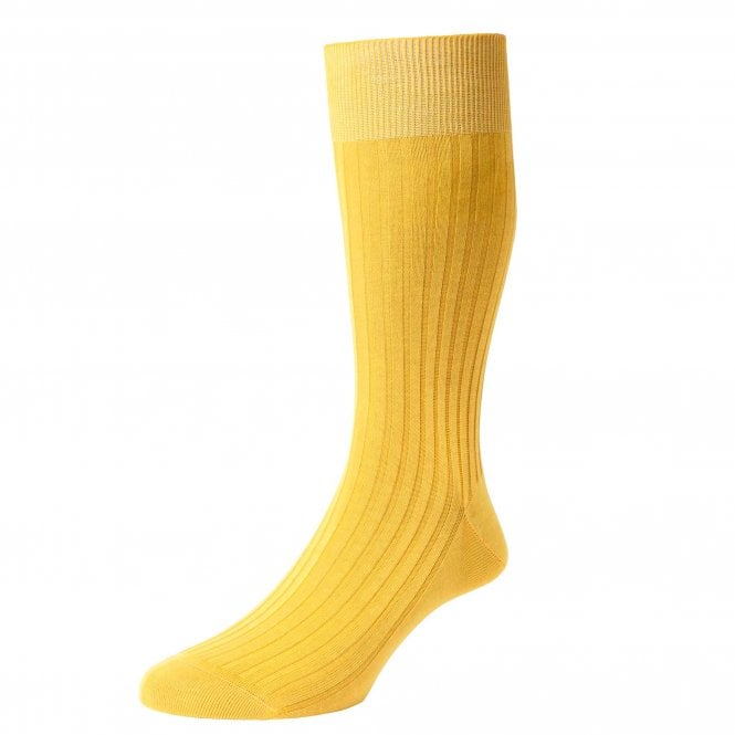 Pantherella Danvers Bright Yellow Luxury Mercerised Egyptian Cotton Men's Socks