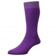 Pantherella Danvers Plain Bright Purple Luxury Mercerised Egyptian Cotton Men's Socks